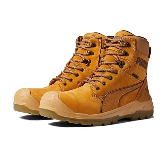 PUMA Mens Conquest SR Scuff Cap Composite Toe Work Boots US 13 Wheat Leather GUC - Picture 1 of 13